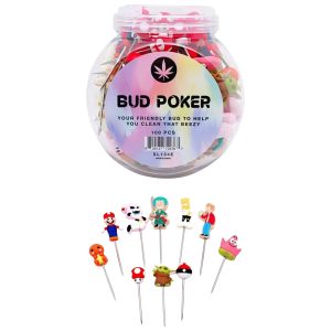Bud Poker Silicone Dabber Tool 100ct Jar - Mix Characters Design #3