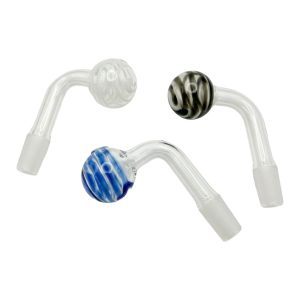 14mm Male 90 Degree Angle Oil Burner Joint 5ct - Blue & Yellow Stripes