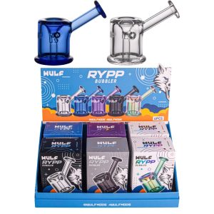 Wulf Rypp Glass Bubbler Hand Pipe 6ct Display - Assorted