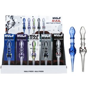 Wulf Rail Glass Nectar Collector Straw 15ct Display - Assorted
