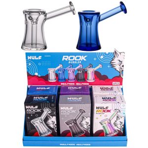 Wulf Rook Glass Bubbler Hand Pipe 6ct Display - Assorted
