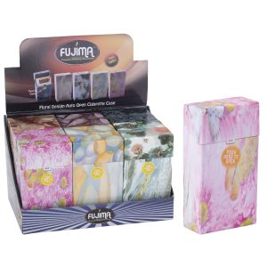 Fujima Push Open Plastic Cigarette Holder 12ct - Floral Desgin 100's