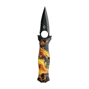 Snake Eye Tactical Spring Assist Knife - Yellow Dragon Handle (Box 30)