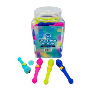 Aleaf Silicone Dab Straw W/ Lid 50ct - Glow In The Dark