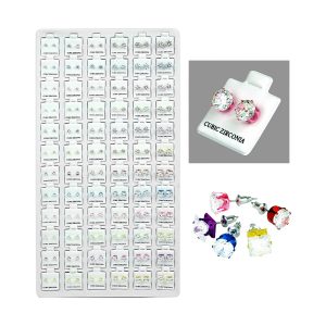 Cubic Zirconia Circle & Square Stud Earrings Mix Colors 72ct