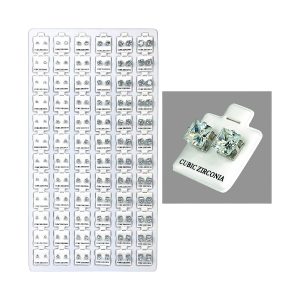 Cubic Zirconia Rhodium Square Earrings 72ct - Silver
