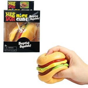 Nee Doh Super Solid Nice Cube Burger Squeeze Toy 12ct