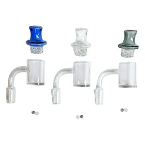 14mm Male 90 Degree Quartz Banger 5ct - Spinner Kit W/ Cap