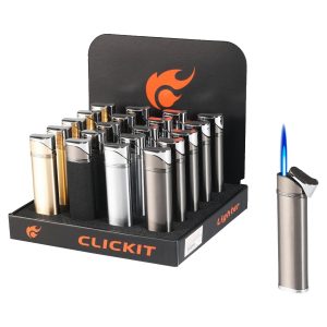 Clickit Metal Color Slide Single Flame Lighter 20ct