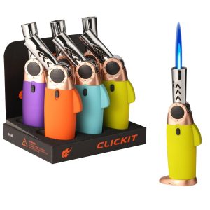 Clickit 45 Degree Angle Single Jet Flame Torch Lighter - Mix Color