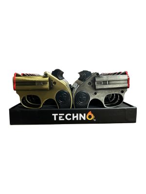 Techno Double Barrel Metal Triple Torch Lighter 12ct