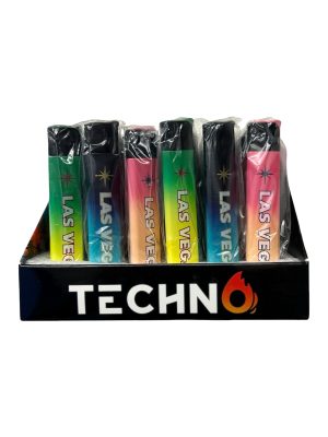 Techno Las Vegas Rainbow Color Slim Lighter 30ct