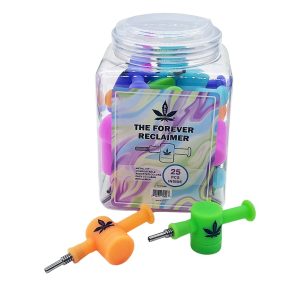 Aleaf Silicone Reclaimer w/ Metal Tip 25ct Jar - Glow In The Dark