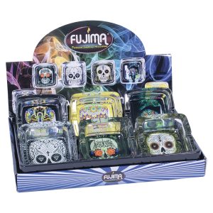 Fujima 4.5" Skull Sugar Square Glass Ashtray 6ct