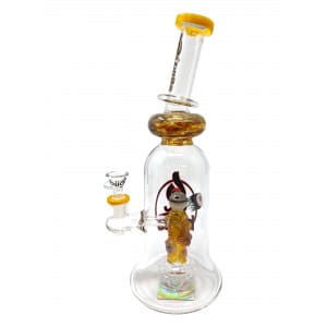 12.5 Biigo Glass Bent Neck w/ Devil Face Eye Perc Water Pipe (Box 66)